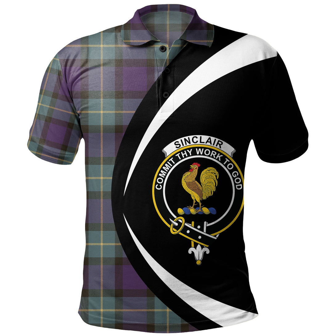 Sinclair of Ulster Weathered Clan Badge Tartan Polo Shirt Circle Style Personalized