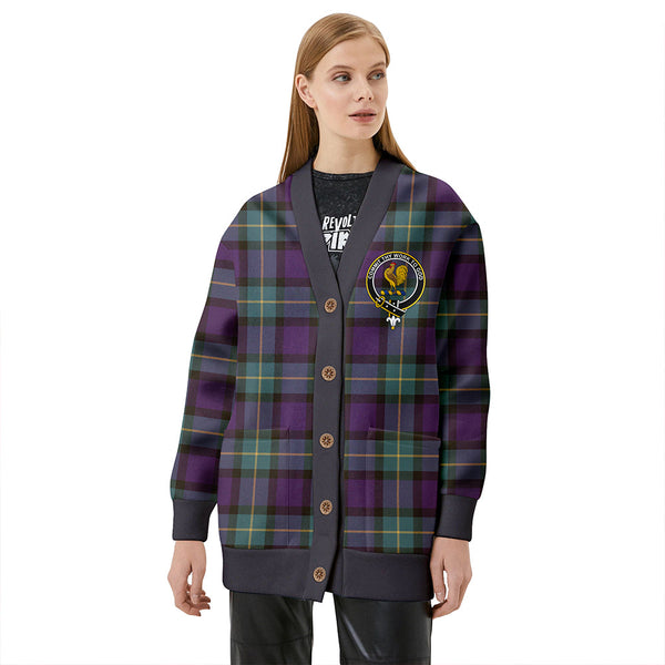 Sinclair of Ulster Weathered Clan Badge Tartan V-neck Cardigan