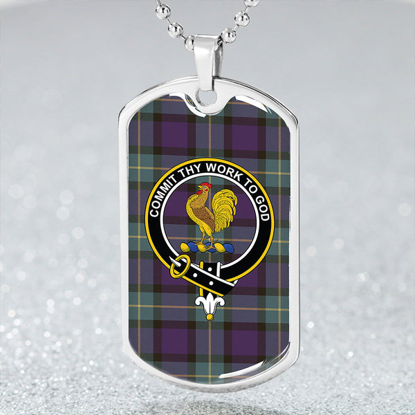 Sinclair of Ulster Weathered Clan Badge Classic Tartan Dog Tag Necklace