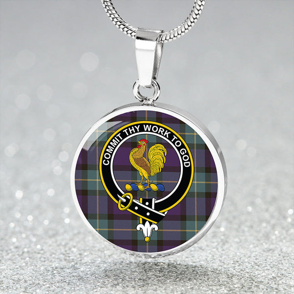 Sinclair of Ulster Weathered Clan Badge Tartan Classic Circle Necklace