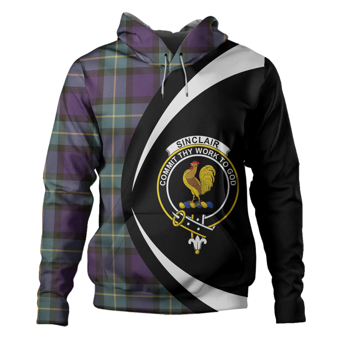 Sinclair of Ulster Weathered Clan Badge Tartan Hoodie Circle Style