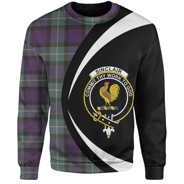 Sinclair of Ulster Weathered Clan Badge Tartan Sweatshirt Circle Style Personalized