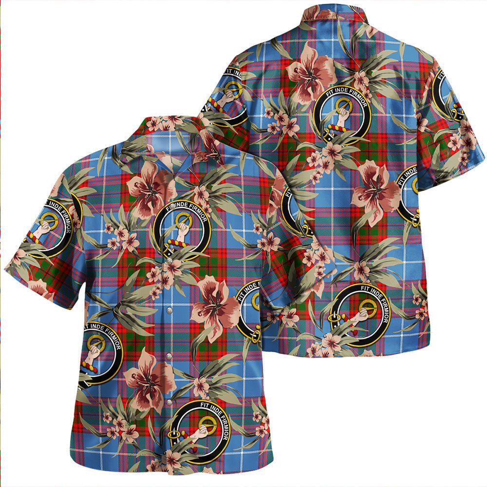 Skirving Clan Badge Tartan Aloha Hawaiian Shirt Tropical Old Style