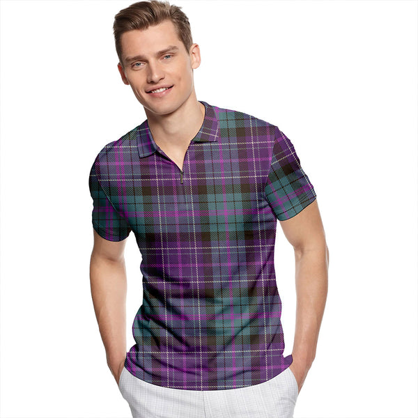 Smithers Weathered Tartan Classic Lapel Zip Short Sleeve Polo