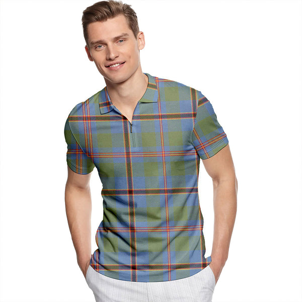 Snodgrass Weathered Tartan Classic Lapel Zip Short Sleeve Polo