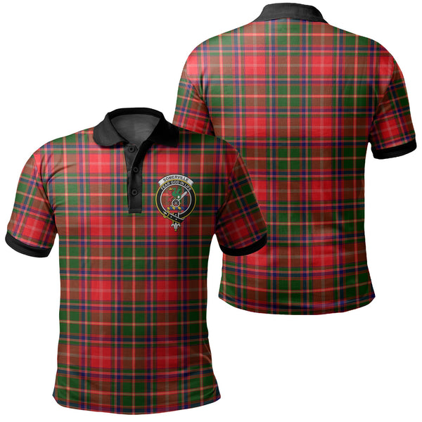 Somerville Modern Tartan Crest Polo Shirt Black Neck 2 Style