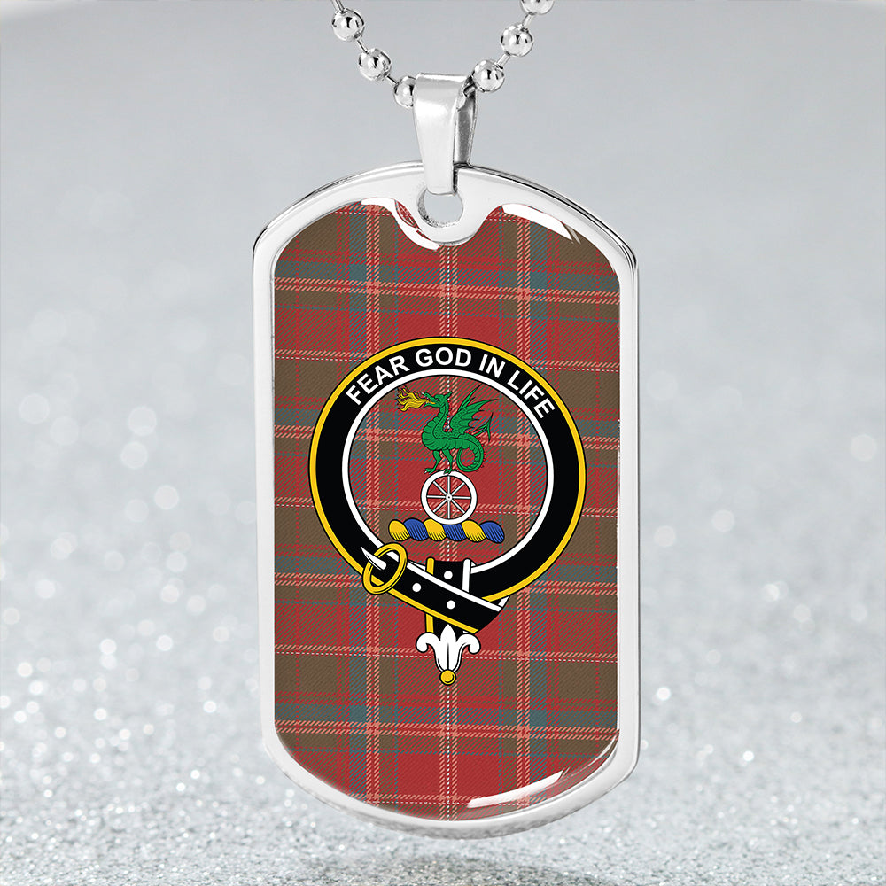 Somerville Weathered Clan Badge Classic Tartan Dog Tag Necklace