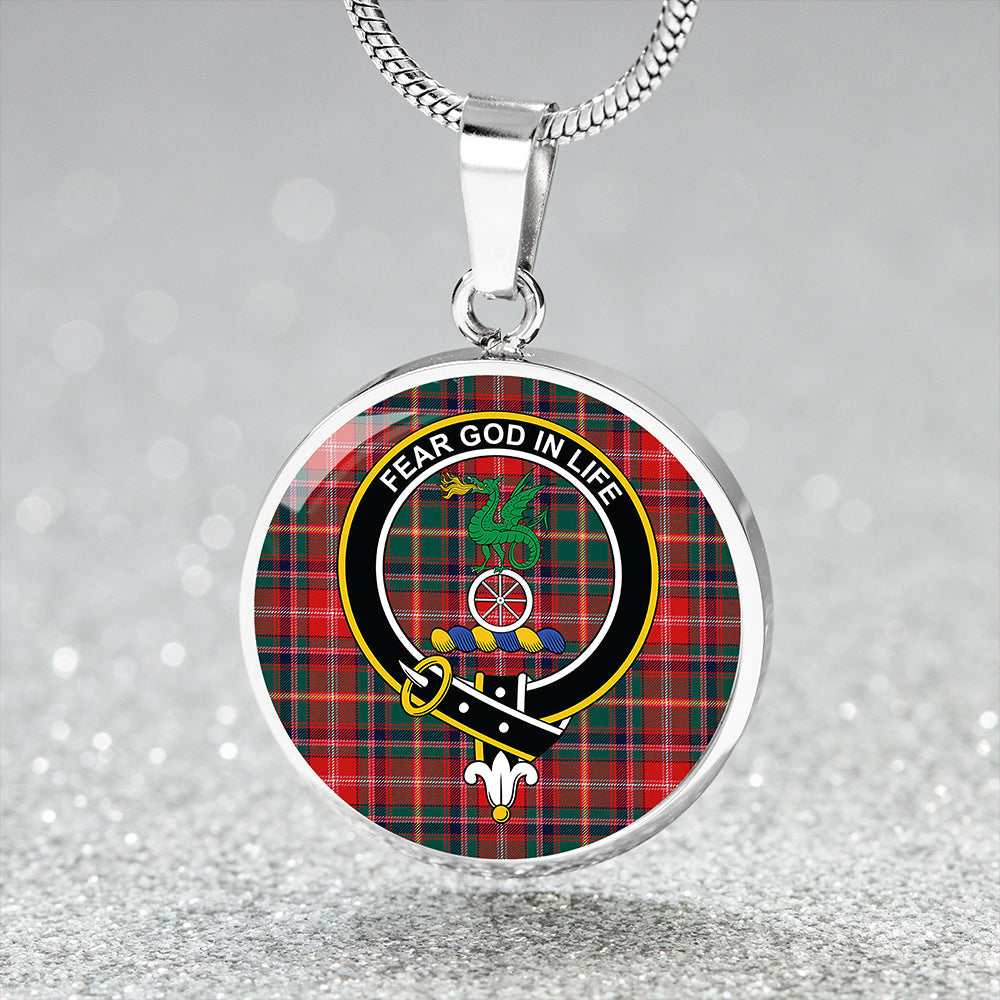 Somerville # 2 Modern Clan Badge Tartan Classic Circle Necklace