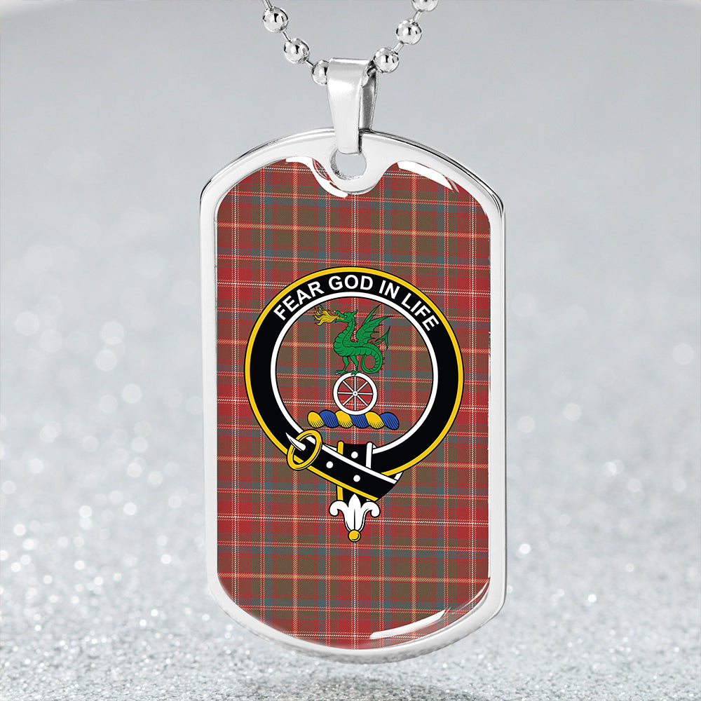 Somerville # 2 Weathered Clan Badge Classic Tartan Dog Tag Necklace