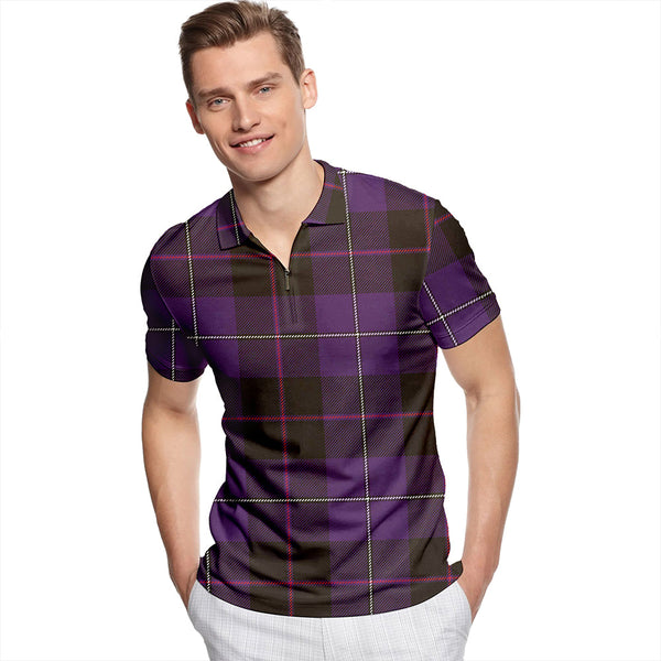 Sorbie Weathered Tartan Classic Lapel Zip Short Sleeve Polo