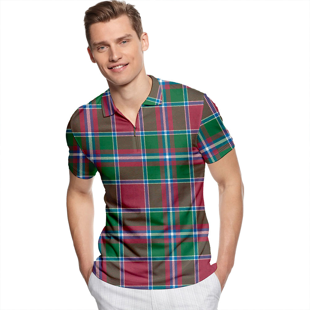 Spens Ancient Tartan Classic Lapel Zip Short Sleeve Polo