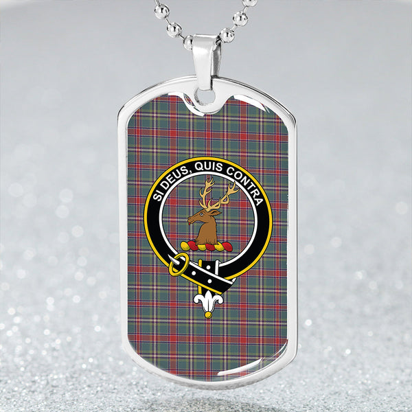 Spens Fragment Weathered Clan Badge Classic Tartan Dog Tag Necklace