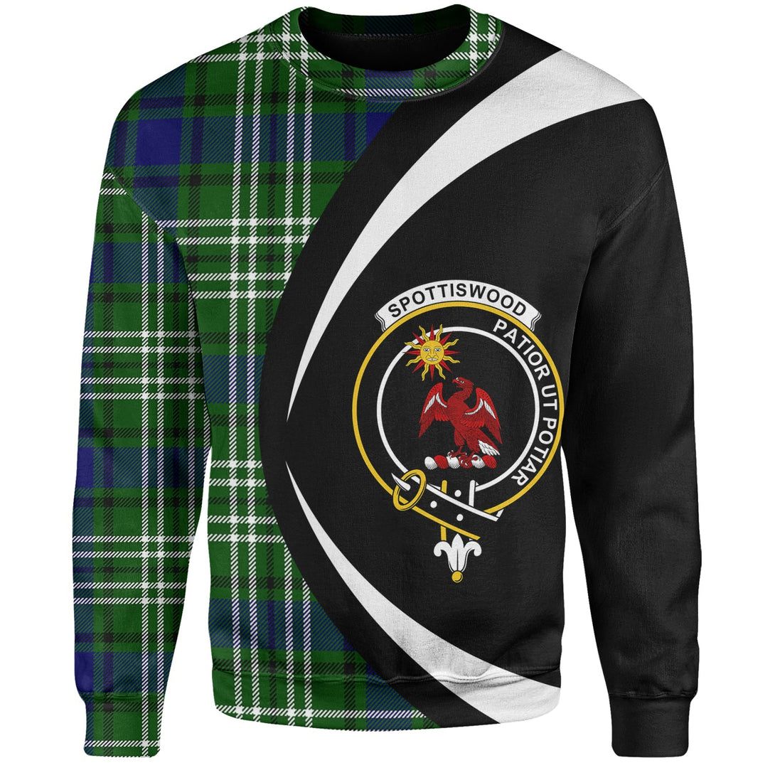 Spottiswood Clan Badge Tartan Sweatshirt Circle Style Personalized