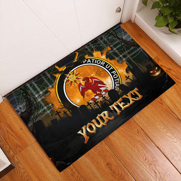 Spottiswood Clan Badge Tartan Personalize Doormat Happy Halloween Style