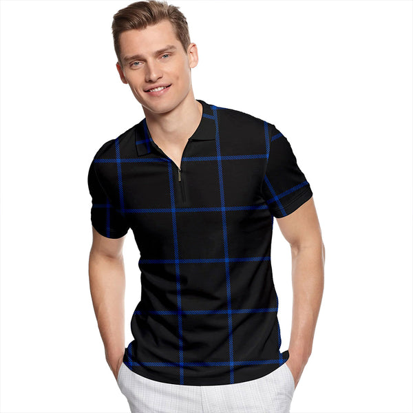 Staines Modern Tartan Classic Lapel Zip Short Sleeve Polo