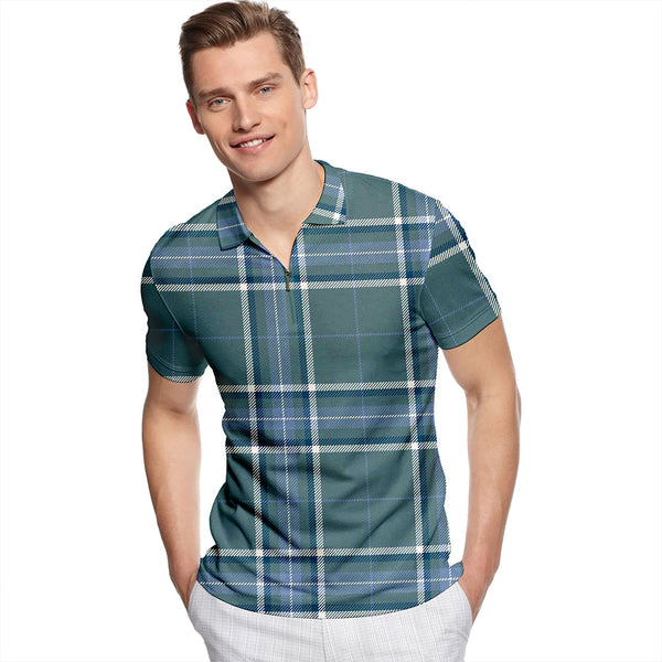 Starr Weathered Tartan Classic Lapel Zip Short Sleeve Polo