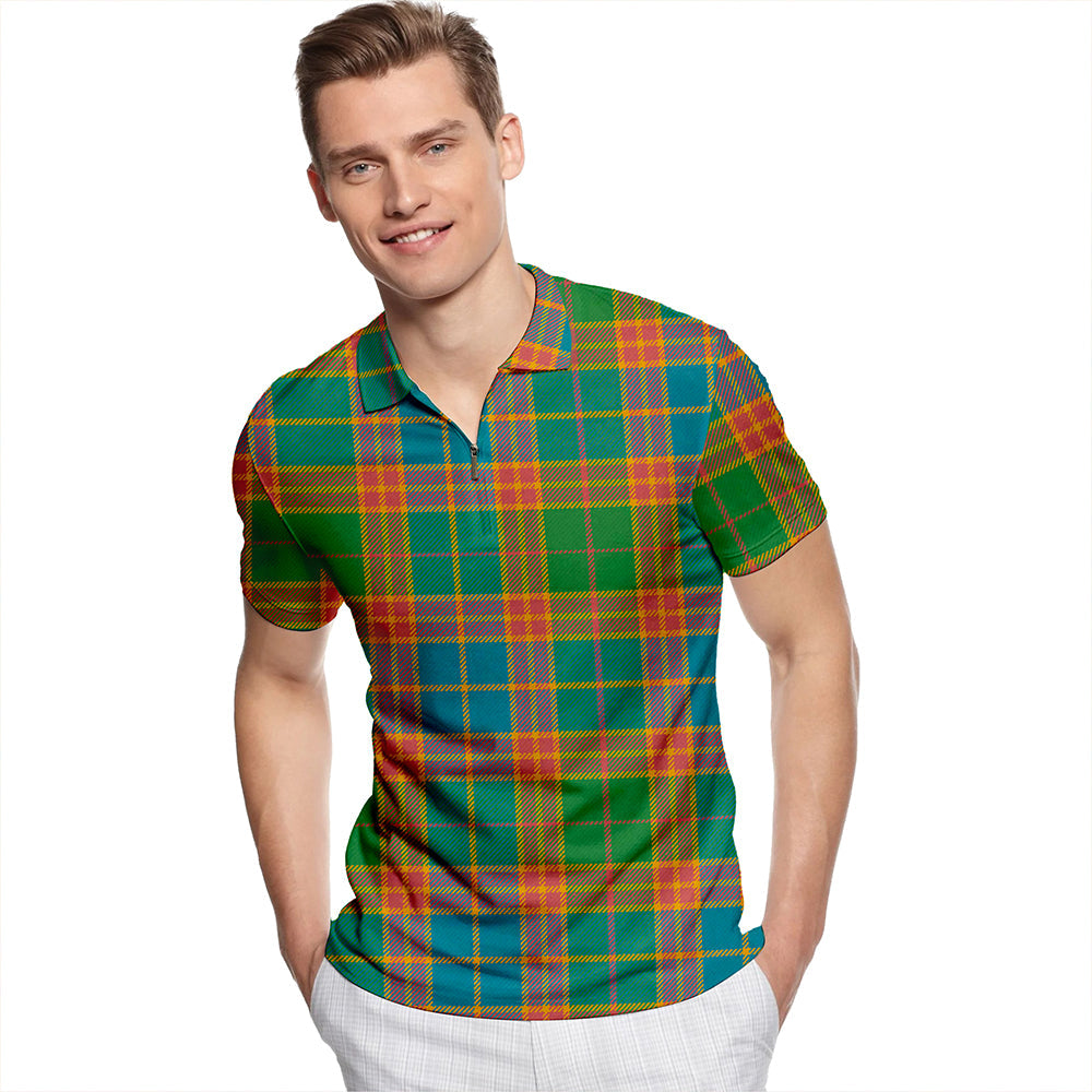 Stevenson Old Ancient Tartan Classic Lapel Zip Short Sleeve Polo