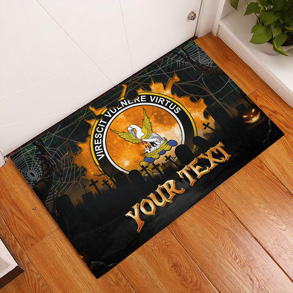 Stewart Hunting Modern Clan Badge Tartan Personalize Doormat Happy Halloween Style