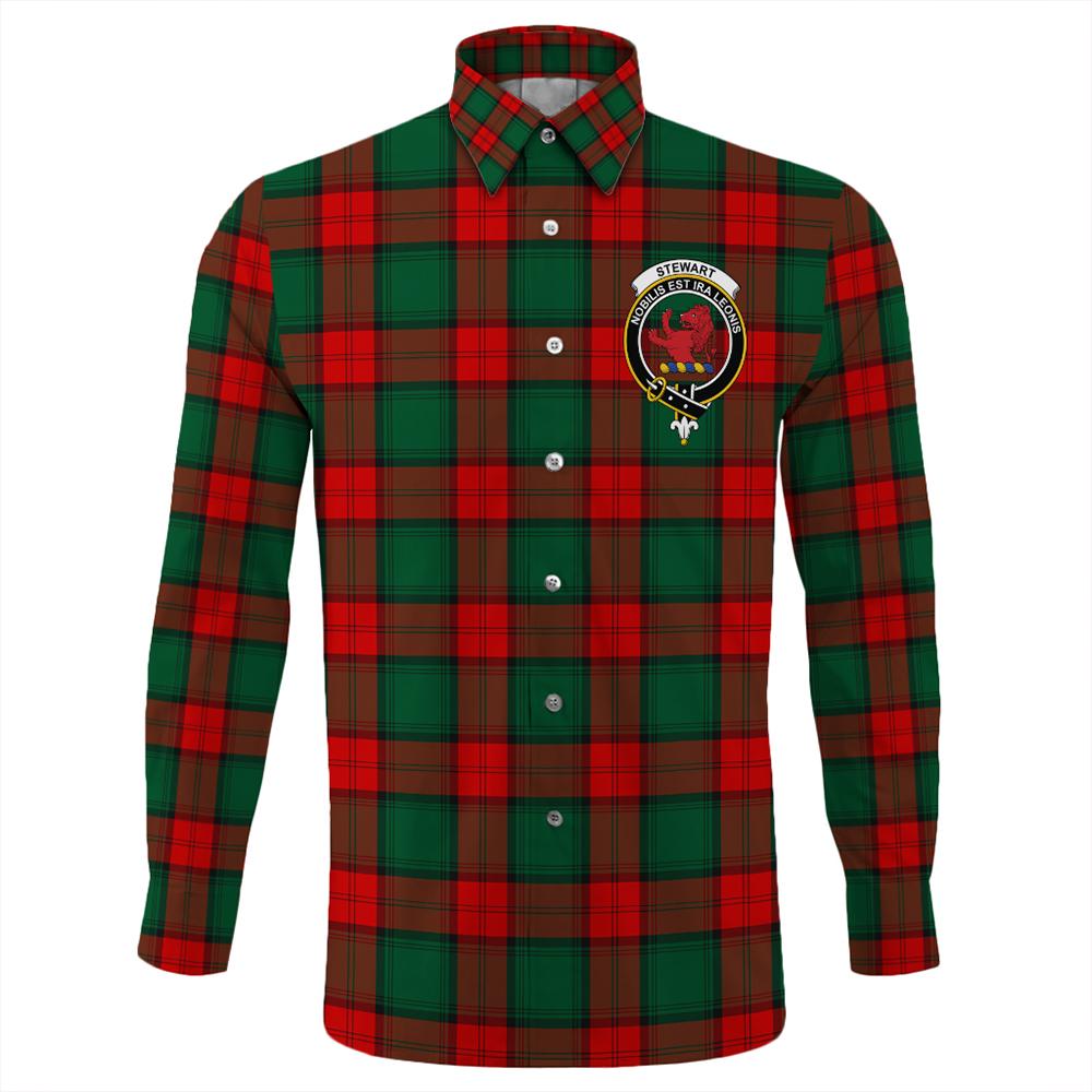 Stewart Atholl Modern Tartan Classic Crest Long Sleeve Button Shirt