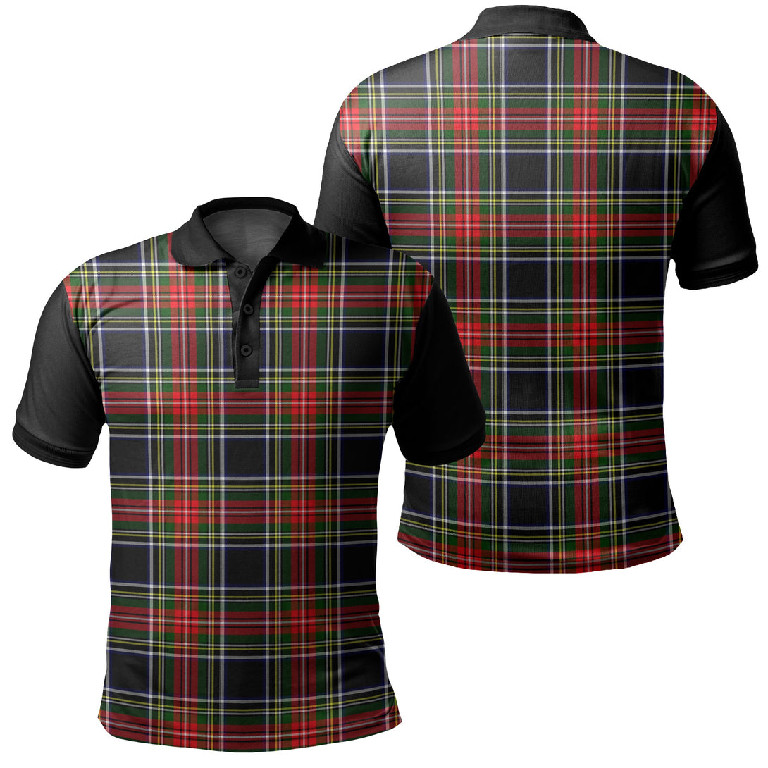 Stewart Black Tartan Classic Polo Shirt Black Neck 1 Style