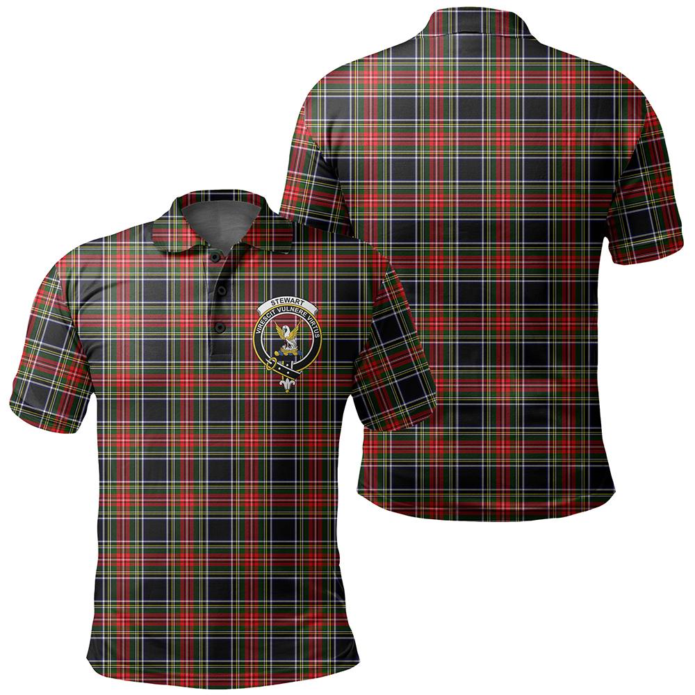 Stewart Black Tartan Classic Crest Polo Shirt