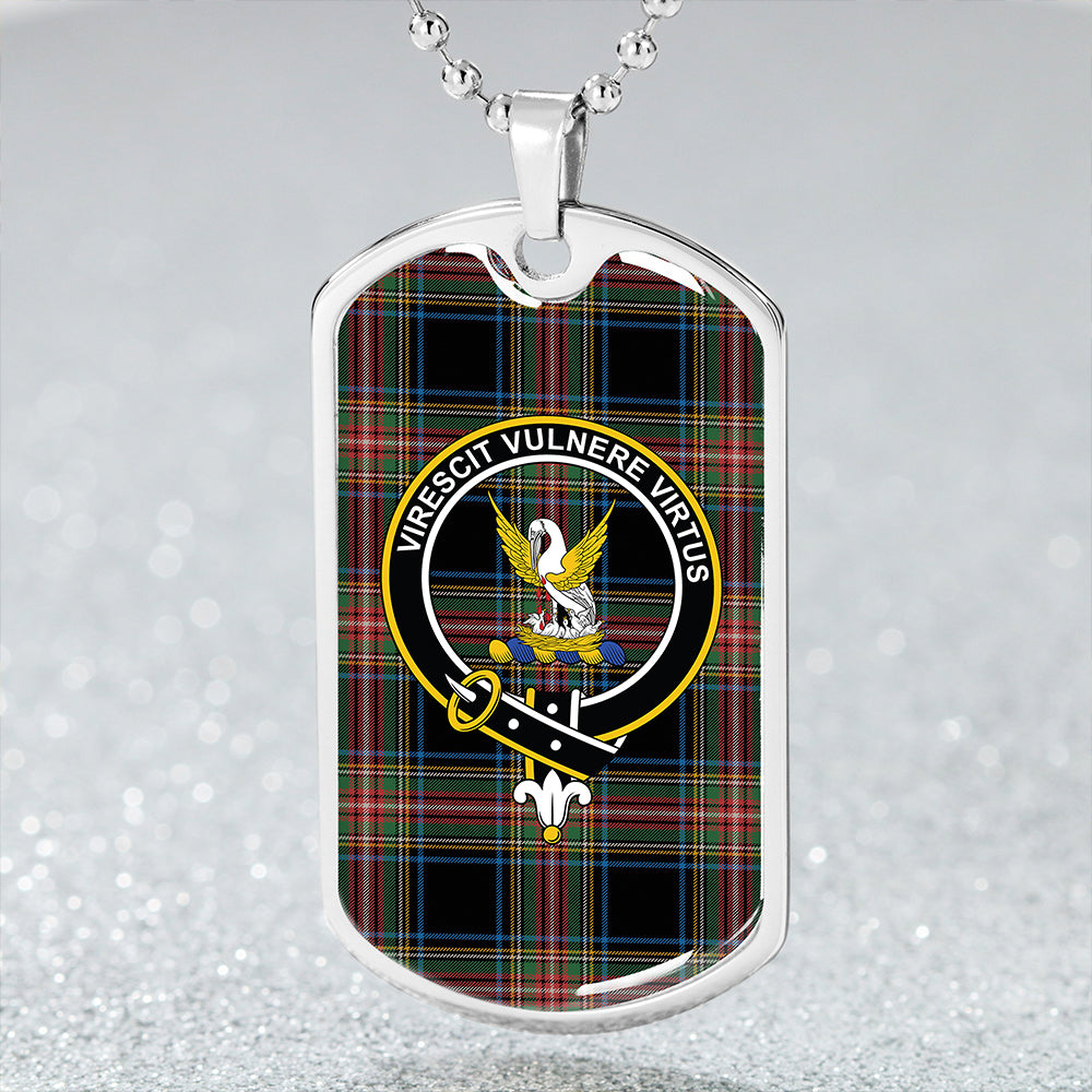 Stewart Black Ancient Clan Badge Classic Tartan Dog Tag Necklace