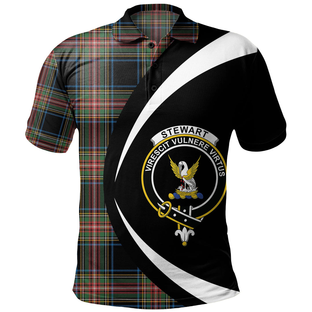 Stewart Black Ancient Clan Badge Tartan Polo Shirt Circle Style Personalized