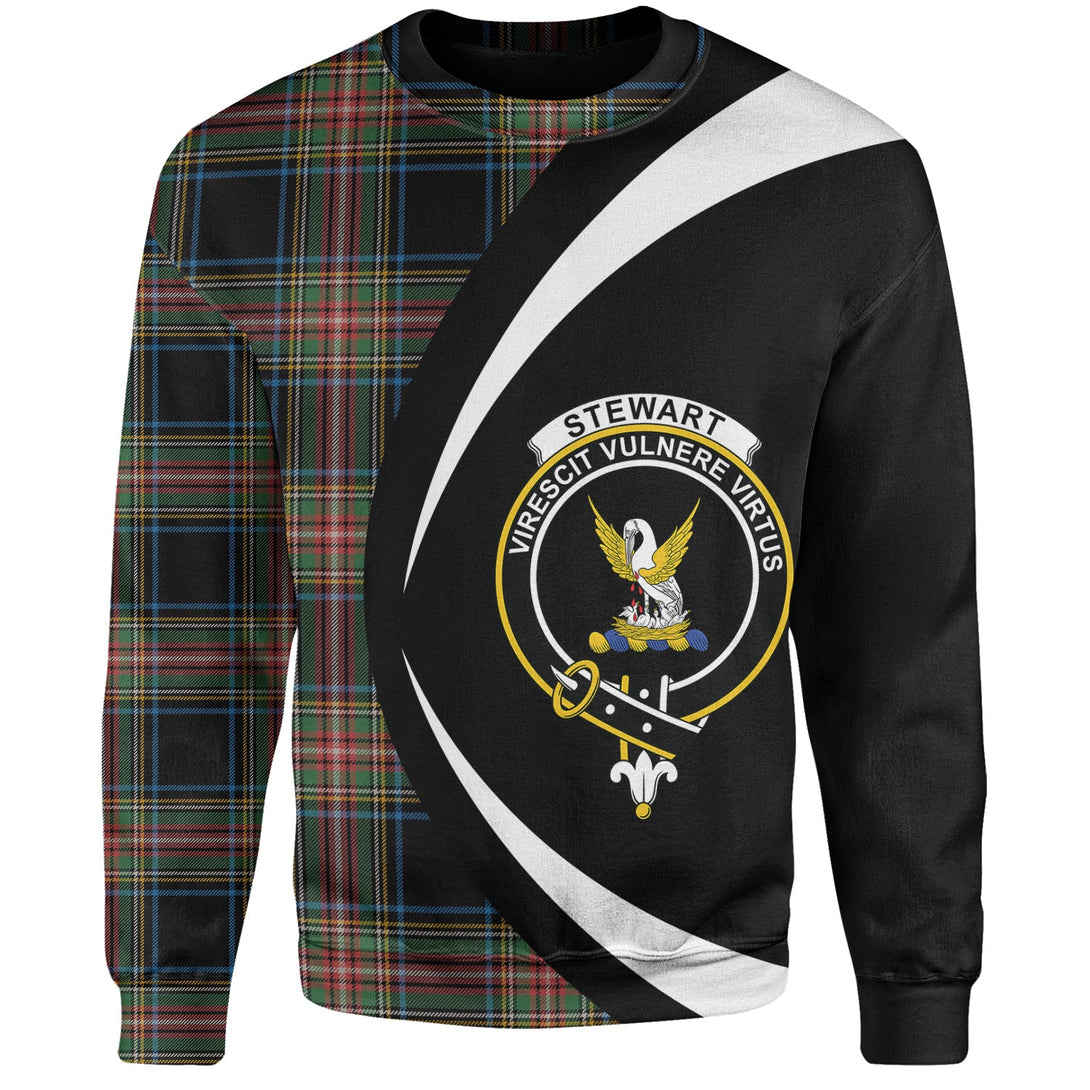 Stewart Black Ancient Clan Badge Tartan Sweatshirt Circle Style Personalized