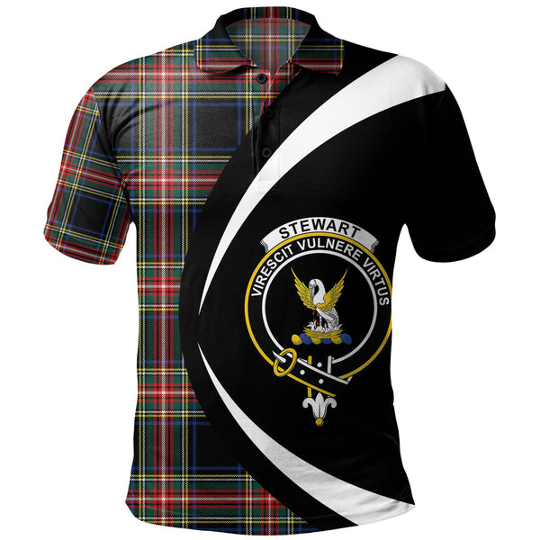 Stewart Black Modern Clan Badge Tartan Polo Shirt Circle Style Personalized