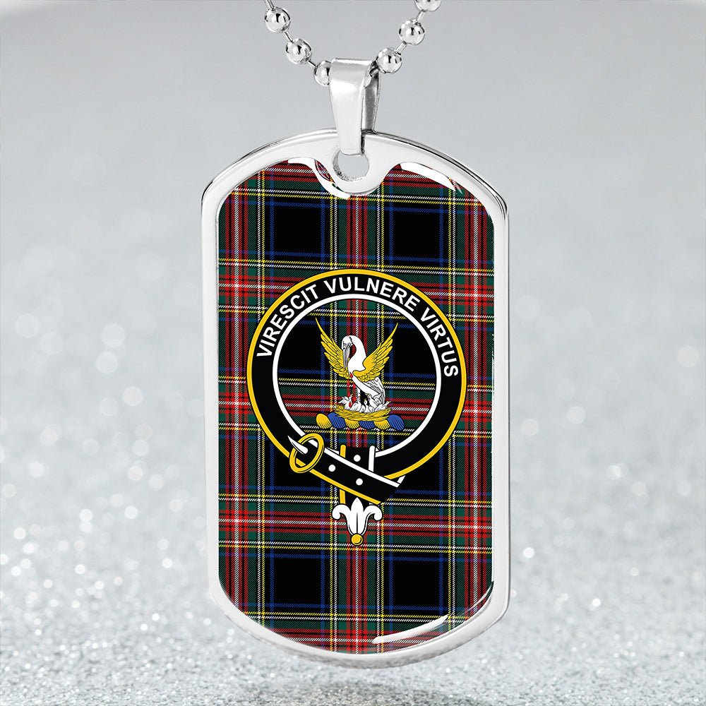 Stewart Black Modern Clan Badge Classic Tartan Dog Tag Necklace