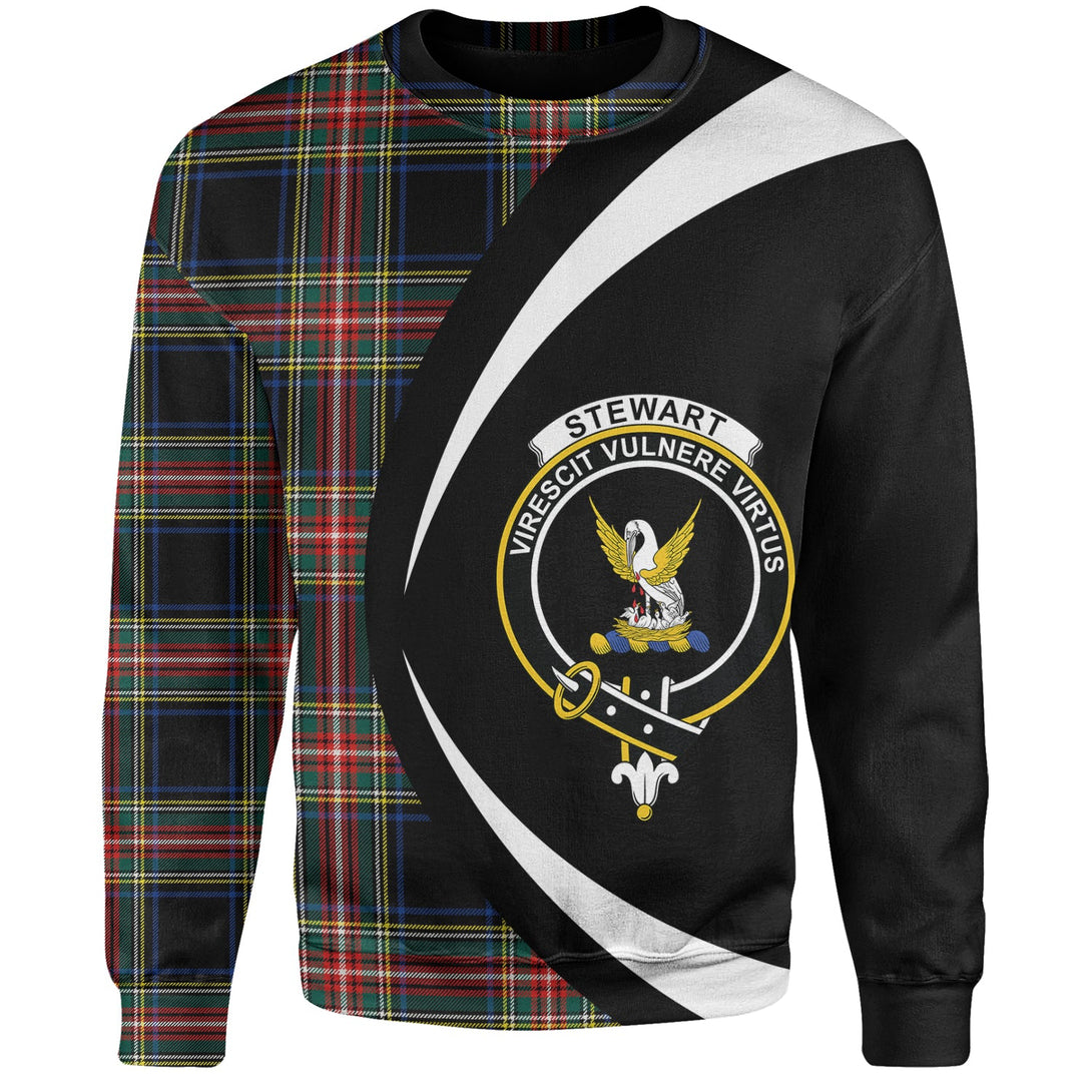 Stewart Black Modern Clan Badge Tartan Sweatshirt Circle Style Personalized