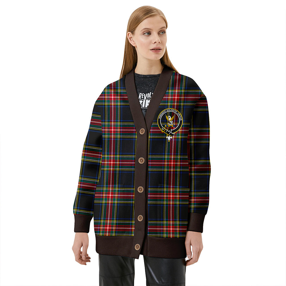 Stewart Black Modern Clan Badge Tartan V-neck Cardigan