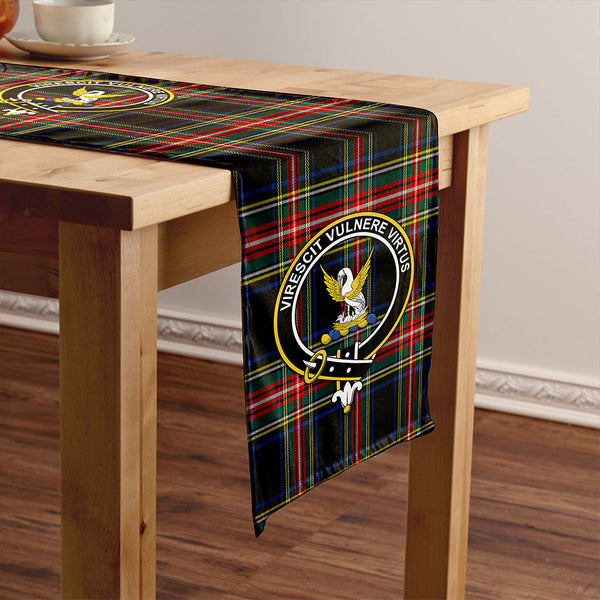 Stewart Black Modern Clan Badge Tartan Table Runner