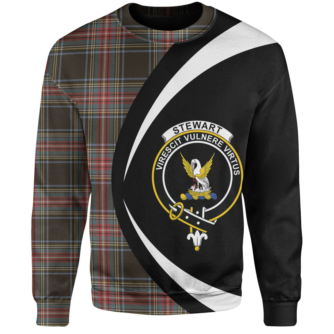 Stewart Black Weathered Clan Badge Tartan Sweatshirt Circle Style Personalized