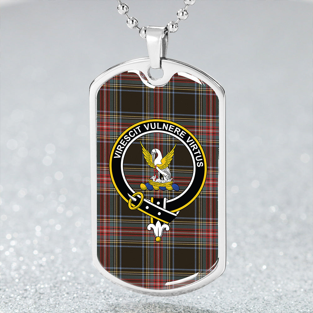 Stewart Black Weathered Clan Badge Classic Tartan Dog Tag Necklace