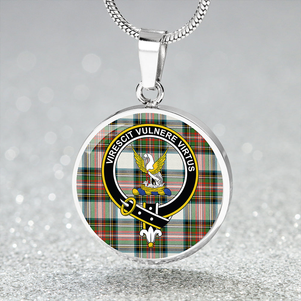 Stewart Dress Ancient Clan Badge Tartan Classic Circle Necklace