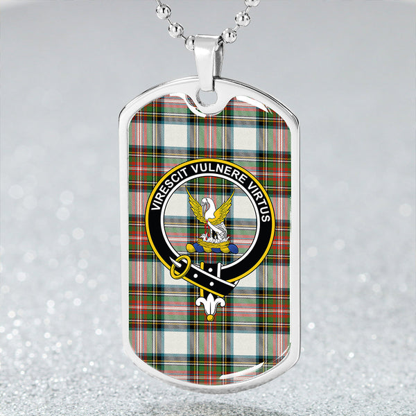 Stewart Dress Ancient Clan Badge Classic Tartan Dog Tag Necklace