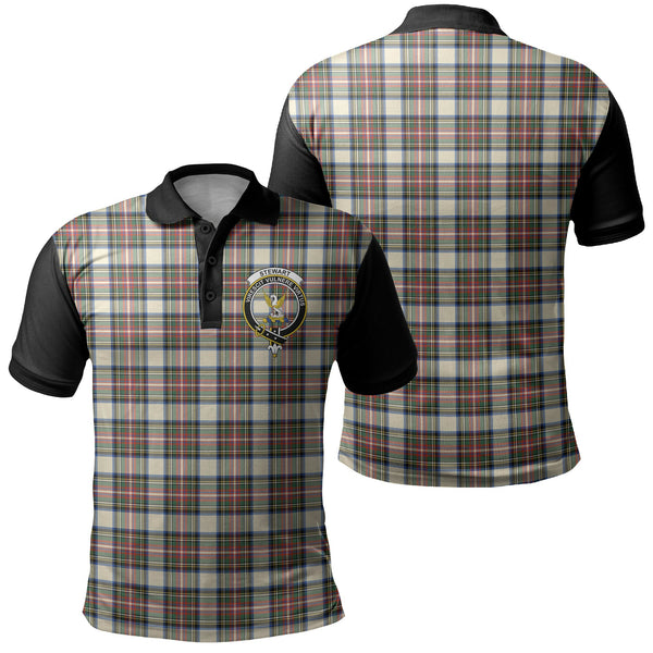 Stewart Dress Ancient Tartan Crest Polo Shirt Black Neck 1 Style