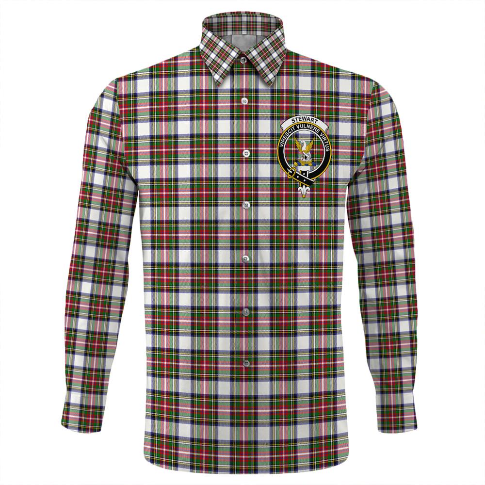 Stewart Dress Modern Tartan Classic Crest Long Sleeve Button Shirt