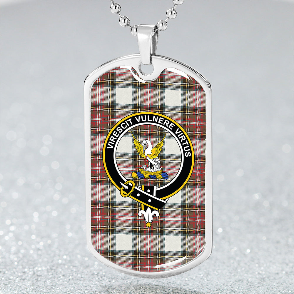 Stewart Dress Weathered Clan Badge Classic Tartan Dog Tag Necklace