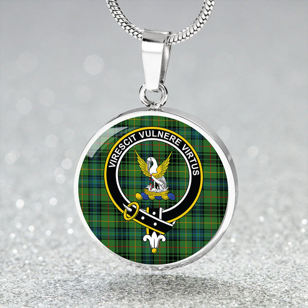 Stewart Hunting Ancient Clan Badge Tartan Classic Circle Necklace