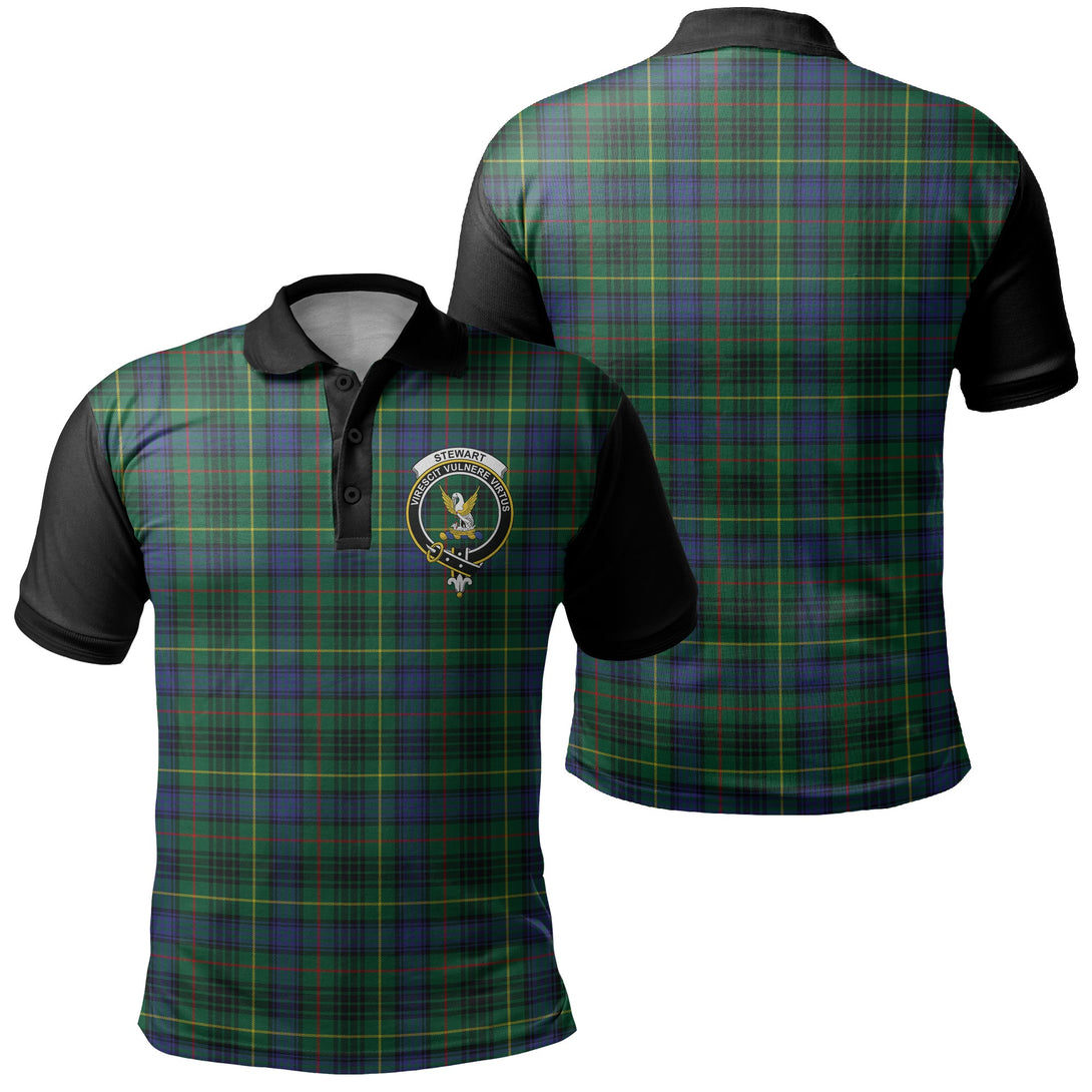 Stewart Hunting Modern Tartan Crest Polo Shirt Black Neck 1 Style