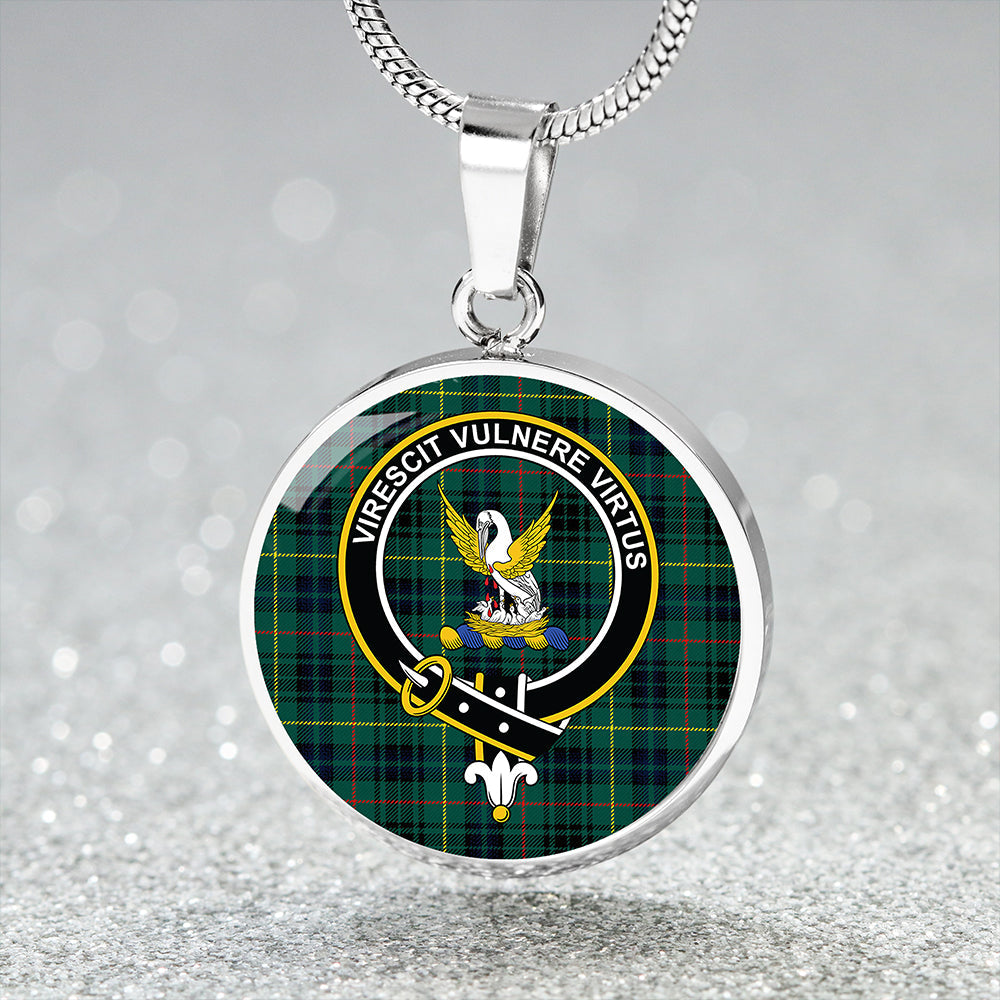 Stewart Hunting Modern Clan Badge Tartan Classic Circle Necklace