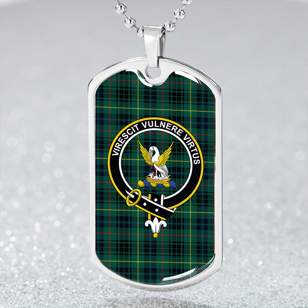 Stewart Hunting Modern Clan Badge Classic Tartan Dog Tag Necklace