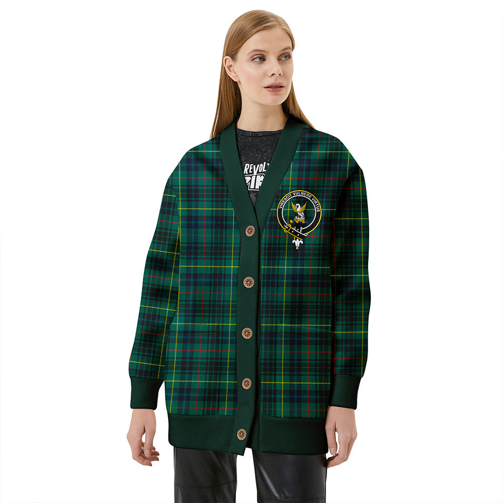 Stewart Hunting Modern Clan Badge Tartan V-neck Cardigan