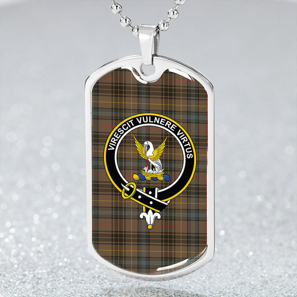 Stewart Hunting Weathered Clan Badge Classic Tartan Dog Tag Necklace