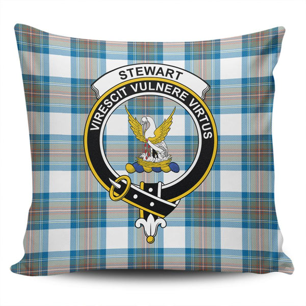 Stewart Muted Blue Tartan Classic Crest Pillow Cover