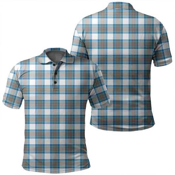 Stewart Muted Blue Tartan Classic Polo Shirt