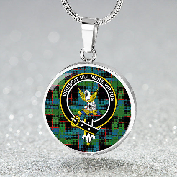 Stewart Old Ancient Clan Badge Tartan Classic Circle Necklace