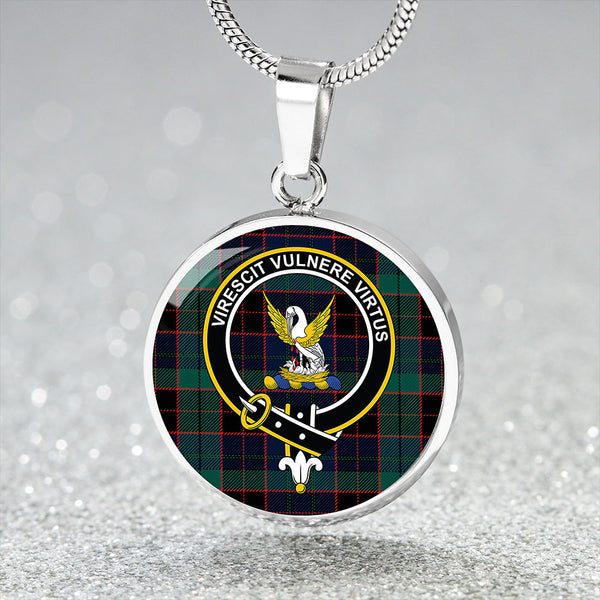 Stewart Old Modern Clan Badge Tartan Classic Circle Necklace